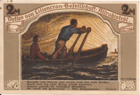 Реверс банкноты 2 marki Detlev przeciwko Liliencron Gesellschaft (Niemcy) 1922