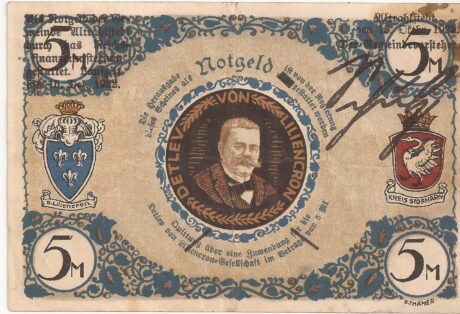 Аверс банкноты 5 znaczków Detlev v. Liliencron Gesellschaft (Niemcy) 1922