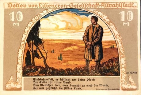 Реверс банкноты 10 znaczków Detlev v. Liliencron Gesellschaft (Niemcy) 1922