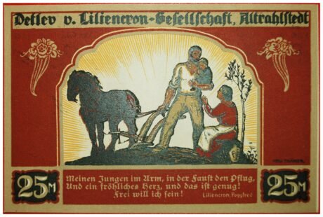 Реверс банкноты 25 marek Detlev przeciwko Liliencron Gesellschaft (Niemcy) 1922