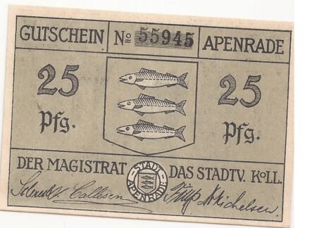 Аверс банкноты 25 fenigów (Niemcy) 1920