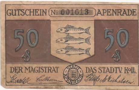 Аверс банкноты 50 fenigów (Niemcy) 1920