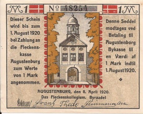 Аверс банкноты 1 марка (Германия) 1920 года