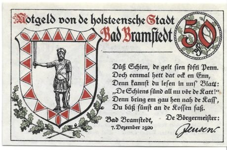 Аверс банкноты 50 fenigów (Niemcy) 1920