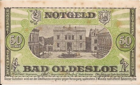 Реверс банкноты 50 пфеннигов (Германия)