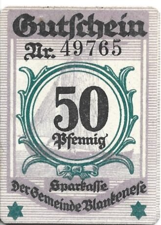 Аверс банкноты 50 fenigów (Niemcy) 1919