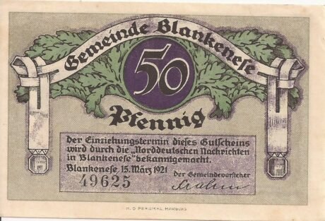 Аверс банкноты 50 fenigów (Niemcy) 1921