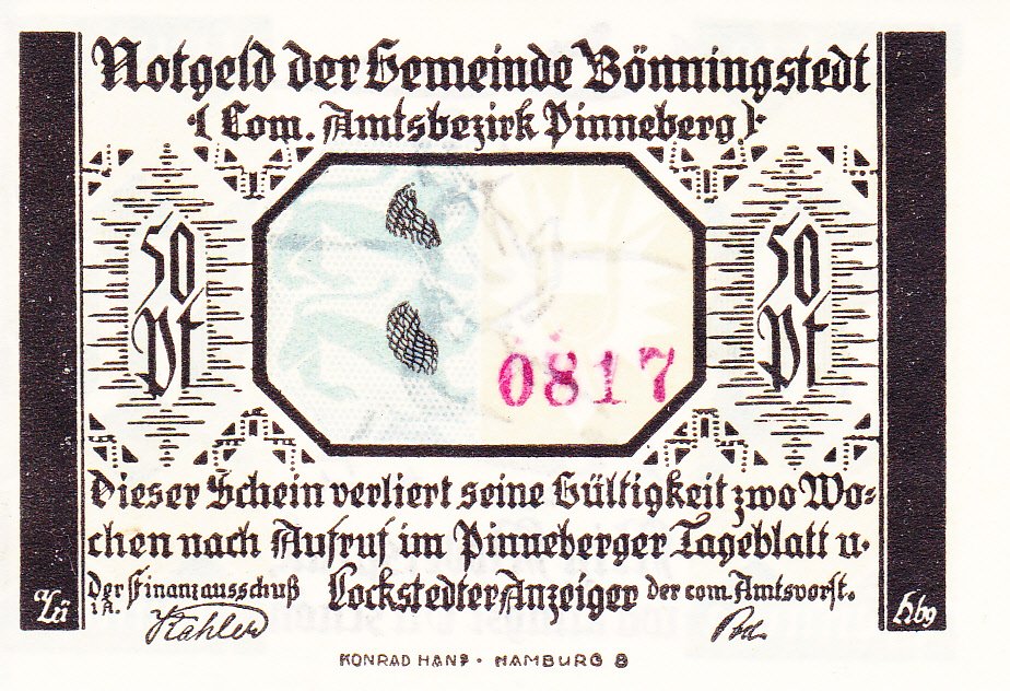 Аверс банкноты 50 пфеннигов (Германия) 1921 года