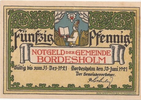 Аверс банкноты 50 fenigów (Niemcy) 1921