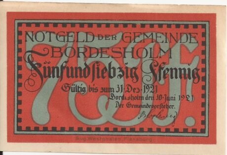 Аверс банкноты 75 пфеннигов (Германия) 1921 года