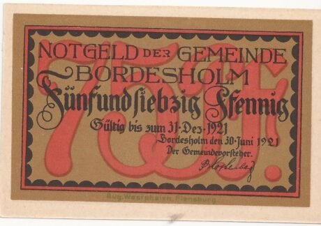 Аверс банкноты 75 пфеннигов (Германия) 1921 года