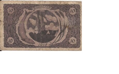 Реверс банкноты 10 пфеннигов (Германия)