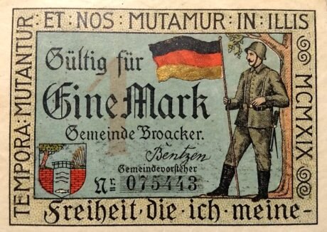 Аверс банкноты 1 marka (Niemcy) 1919