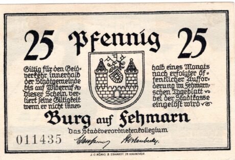 Аверс банкноты 25 пфеннигов (Германия) 1921 года