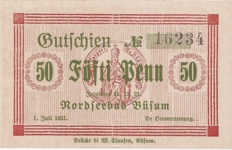 Аверс банкноты 50 fenigów (Niemcy) 1921