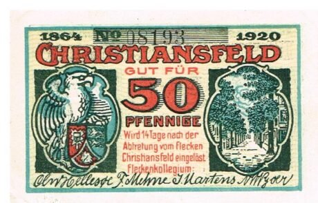 Аверс банкноты 50 fenigów (Niemcy) 1920