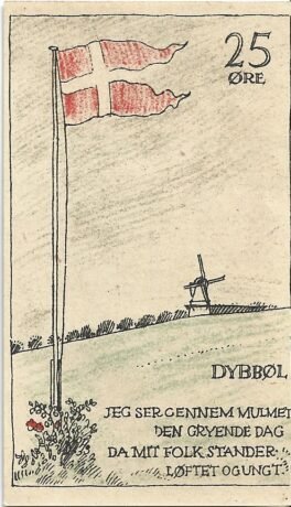 Реверс банкноты 25 Øre Danish issue (Германия) 1920 года