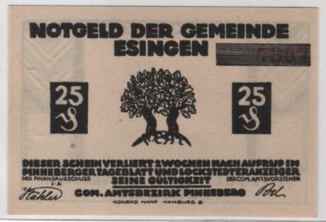 Аверс банкноты 25 fenigów (Niemcy)