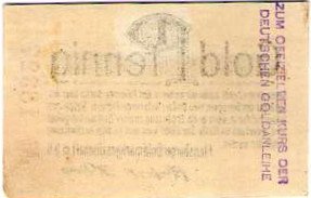 Реверс банкноты 1 Gold пфеннигов Flensburger Goldmarkgesellschaft (Германия) 1924 года