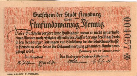 Аверс банкноты 25 fenigów (Niemcy) 1920