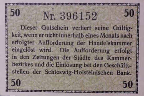 Реверс банкноты 50 пфеннигов Handelskammer (Германия)