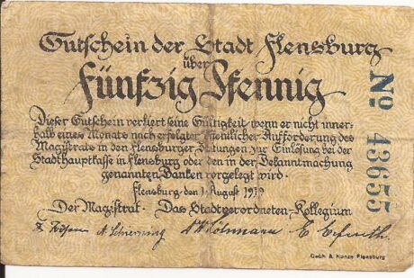 Аверс банкноты 50 fenigów (Niemcy) 1919