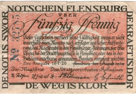 Аверс банкноты 50 fenigów (Niemcy) 1920