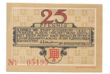 Аверс банкноты 25 пфеннигов (Германия) 1920 года