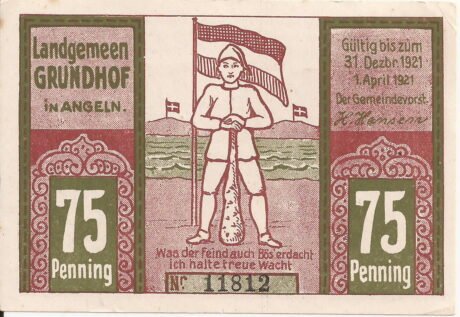 Аверс банкноты 75 fenigów (Niemcy) 1921