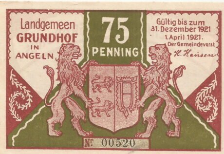 Аверс банкноты 75 fenigów (Niemcy) 1921