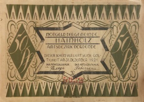 Аверс банкноты 50 fenigów (Niemcy)