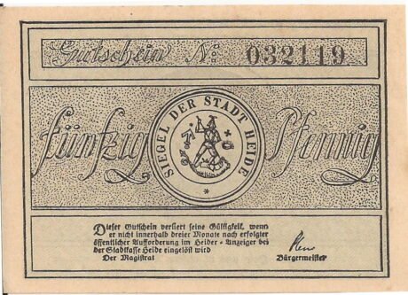 Аверс банкноты 50 fenigów (Niemcy) 1921