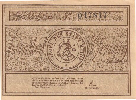 Аверс банкноты 100 fenigów (Niemcy) 1921