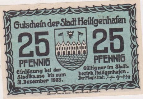 Аверс банкноты 25 fenigów (Niemcy) 1922