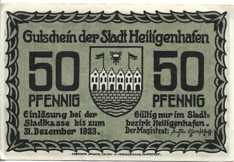 Аверс банкноты 50 fenigów (Niemcy)