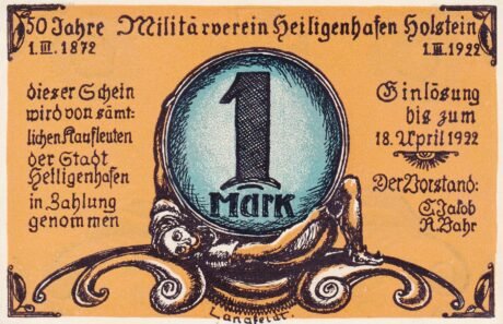 Аверс банкноты 1 marka Militärverein (Niemcy) 1922