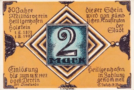 Аверс банкноты 2 Militärverein (Niemcy) oznacza rok 1922