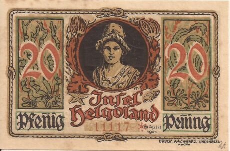 Реверс банкноты 20 fenigów (Niemcy) 1921