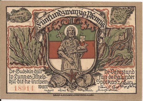 Аверс банкноты 25 fenigów (Niemcy) 1921