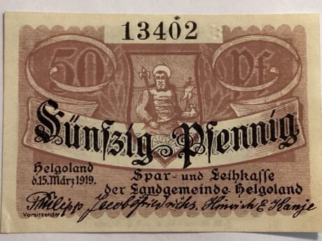 Аверс банкноты 50 fenigów Spar-und Leihkasse (Niemcy) 1919