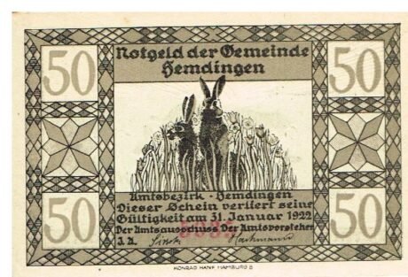 Аверс банкноты 50 fenigów (Niemcy) 1922