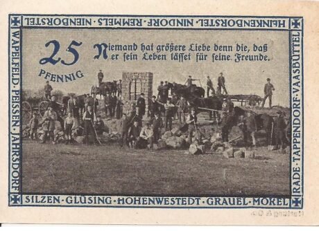 Реверс банкноты 25 fenigów (Niemcy) 1921
