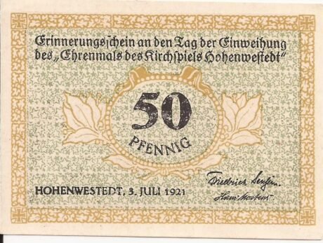 Аверс банкноты 50 fenigów (Niemcy) 1921