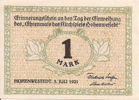 Аверс банкноты 1 marka (Niemcy) 1921