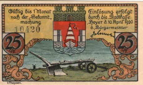 Аверс банкноты 25 fenigów (Niemcy) 1920