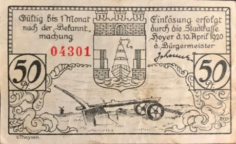 Аверс банкноты 50 fenigów (Niemcy) 1920