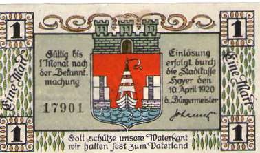 Аверс банкноты 1 марка (Германия) 1920 года