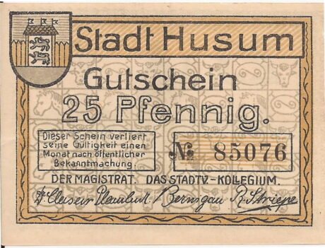 Аверс банкноты 25 fenigów (Niemcy) 1920