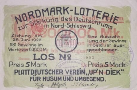 Реверс банкноты Nadruk 500000 marek Nordmark-Lotterie (Niemcy) 1923