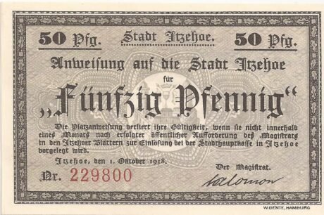 Аверс банкноты 50 fenigów (Niemcy) 1918